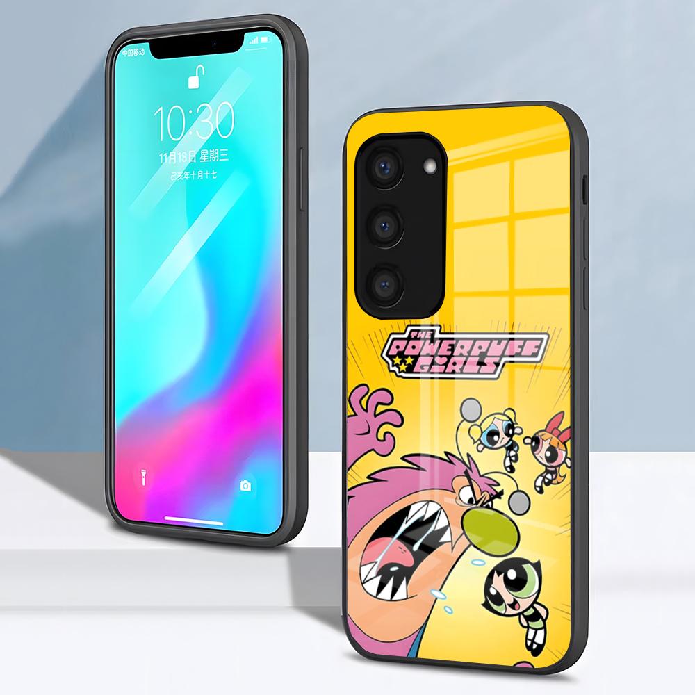 Чехол для телефона P-Суперкрошки Милый для Samsung S26 S25 S24 FE S23 S22 S21 Plus S20 Ultra Note20Ultra Черная стеклянная крышка