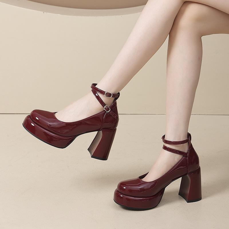 Французские туфли Мэри Джейн на толстом каблуке из маленькой кожи, для девочки, весна 2025, новый высокий каблук, ретро сказочный стиль с юбкой, модная обувь