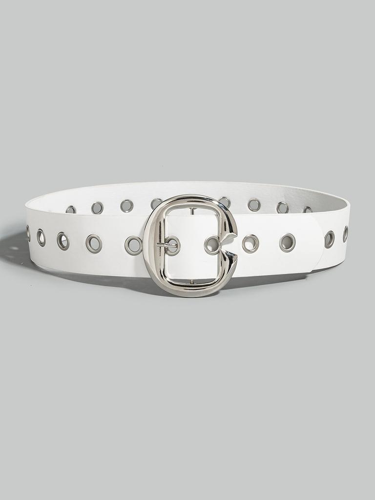 Color Fashion Solid Large Metal Buckle Decoration Women Casual Wide Belt