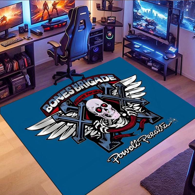 Ковер с логотипом скейтборда Powell Peralta, подходит для гостиной, спальни, игровой комнаты, компьютерной комнаты и домашнего декора.