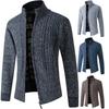 Men's Thick Knit Stand Collar Cardigan