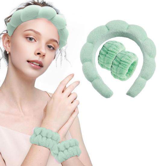 1 комплект, повязка на голову с губкой, браслет, водопоглощающий браслет для мытья лица, спа-мягкая повязка для волос, эластичный ремешок на запястье, женский аксессуар для волос, подарок на день рождения