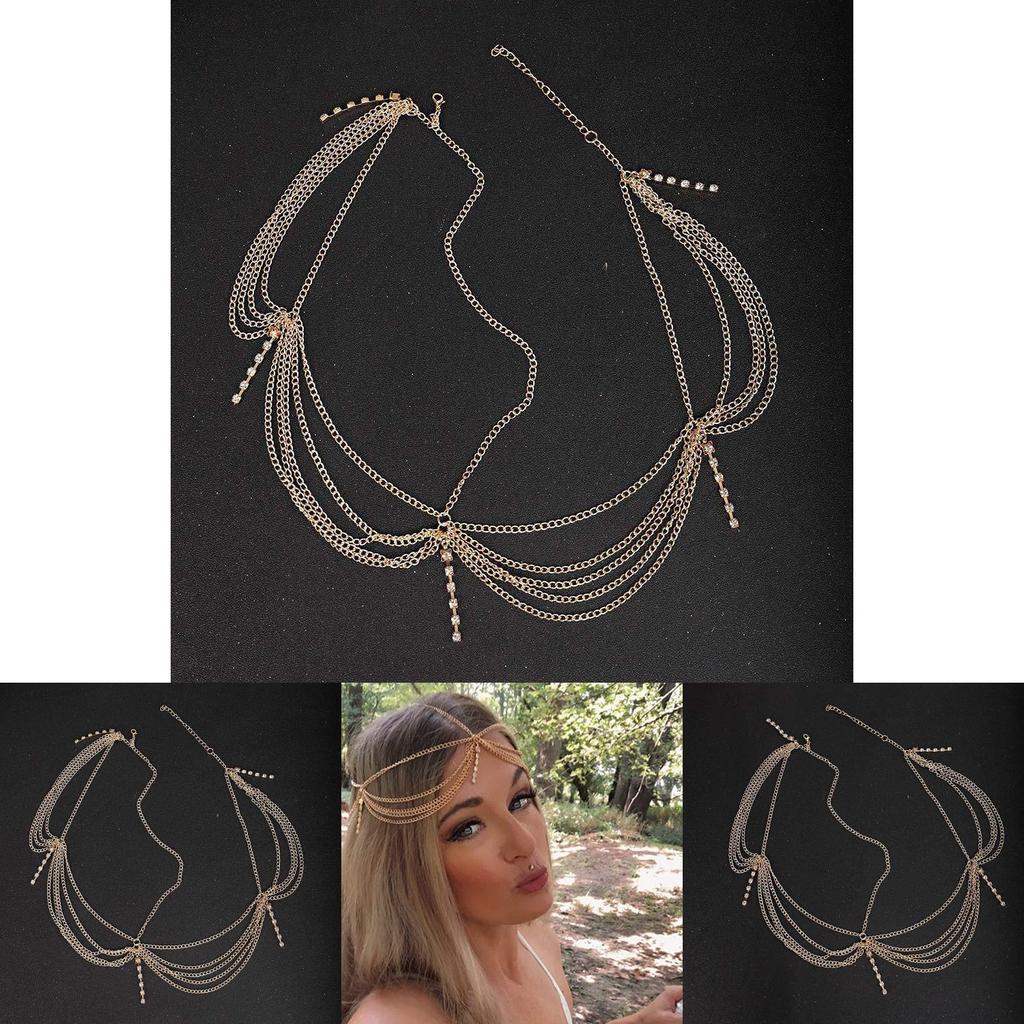 Fashionable Rhinestone Decoration Multi Layer Chain Design Women Headwear For Wedding Celebrations