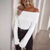 Женская мода повседневная осень-зима однотонный принт длинный рукав одно плечо свитера