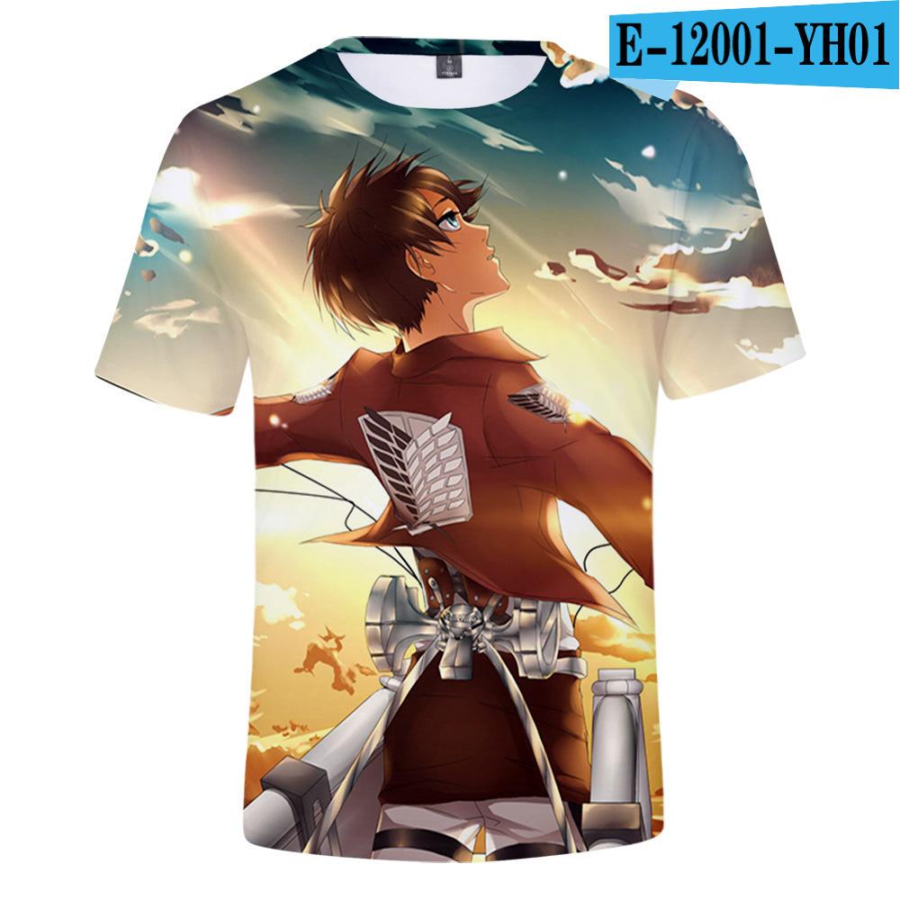 Men's 3D Color Printed Short Sleeved T-shirt with Street Fashion Around The Giant In Summer Anime Attack T-Shirts
