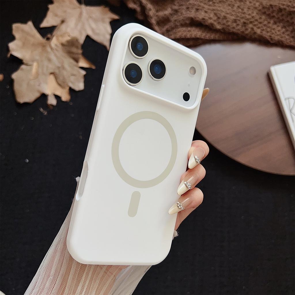 For iPhone 17 Pro Max Magnetic Case Silicone + PC Protective Phone Back Cover Compatible with MagSafe