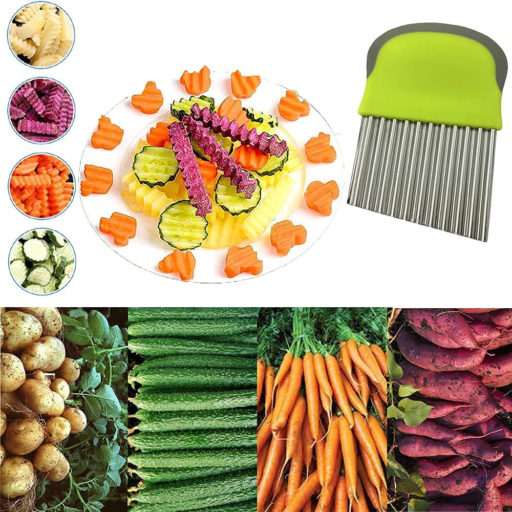 Овощерезка Резак для чипсов Волновой резак для картофеля из нержавеющей стали Картофельный нож для картофеля фри Чипсы Волнистый нож для овощей Фруктовый салат Картофельный волновой нож