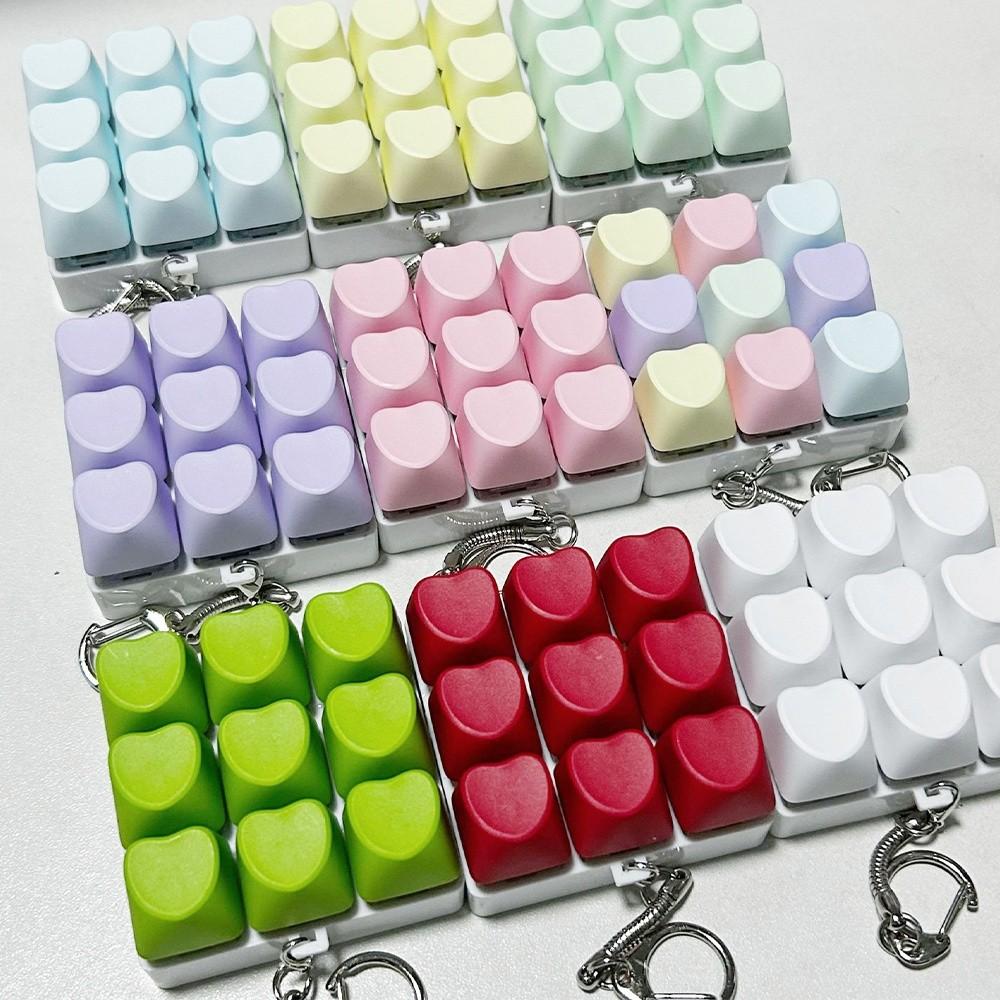 DIY Keyboard Clicker Toy 9Keys Button Keycap Fidget Keychain Finger Keyboard Caps Toy for Adult To Relief Stress Pass The Time