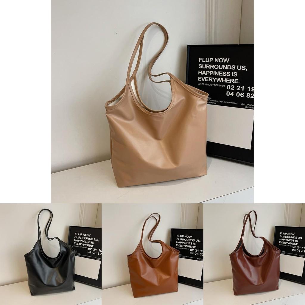 Modern Large Capacity Womens Tote Bag Cozy Pu Handbag Available In Black Brown And Khaki