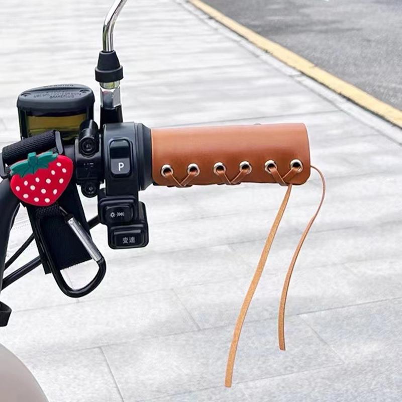 Vintage Leather Bicycle Grips Adjustable Motorcycle Electric Bike Handle Cover Mountain Bicycle Accessories