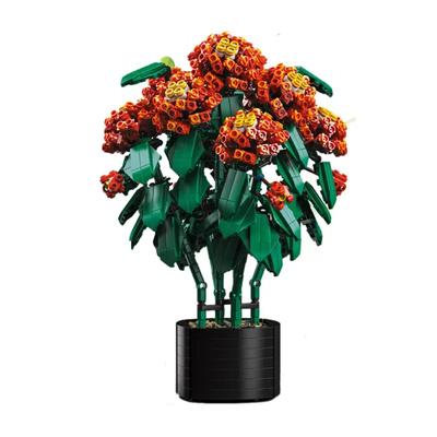 Городской креативный букет Лантана Горшечное растение Домашнее украшение Строительные блоки Кирпичи Детские игрушки
