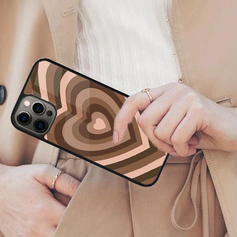 Latte Love Tunnel Brown Heart Magnetic Phone Case For APPLE iPhone 17 Air 16 14 13 12 Pro Max 15 Plus Wireless MagSafe Cover