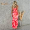 Женское вечернее платье с наклонным вырезом на одно плечо, обтягивающее плиссированное лоскутное платье без рукавов с цветочным принтом и рюшами на подол, пляжное платье макси для выпускного вечера