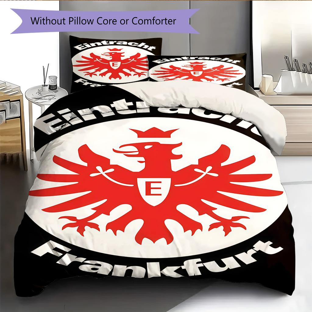 Eintracht Frankfurt Pattern Bedding Quilt Set Quilt Cover Pillowcase Home Decoration Birthday Gift (1 * duvet cover + 2 * pillowcase, without core)