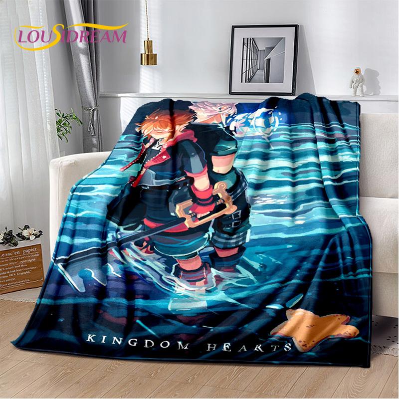 Cartoon Kingdom Hearts Games 3D Soft Flannel Blanket for Beds Bedroom Sofa Picnic,Throw Blanket for Cover Outdoors Leisure Gift