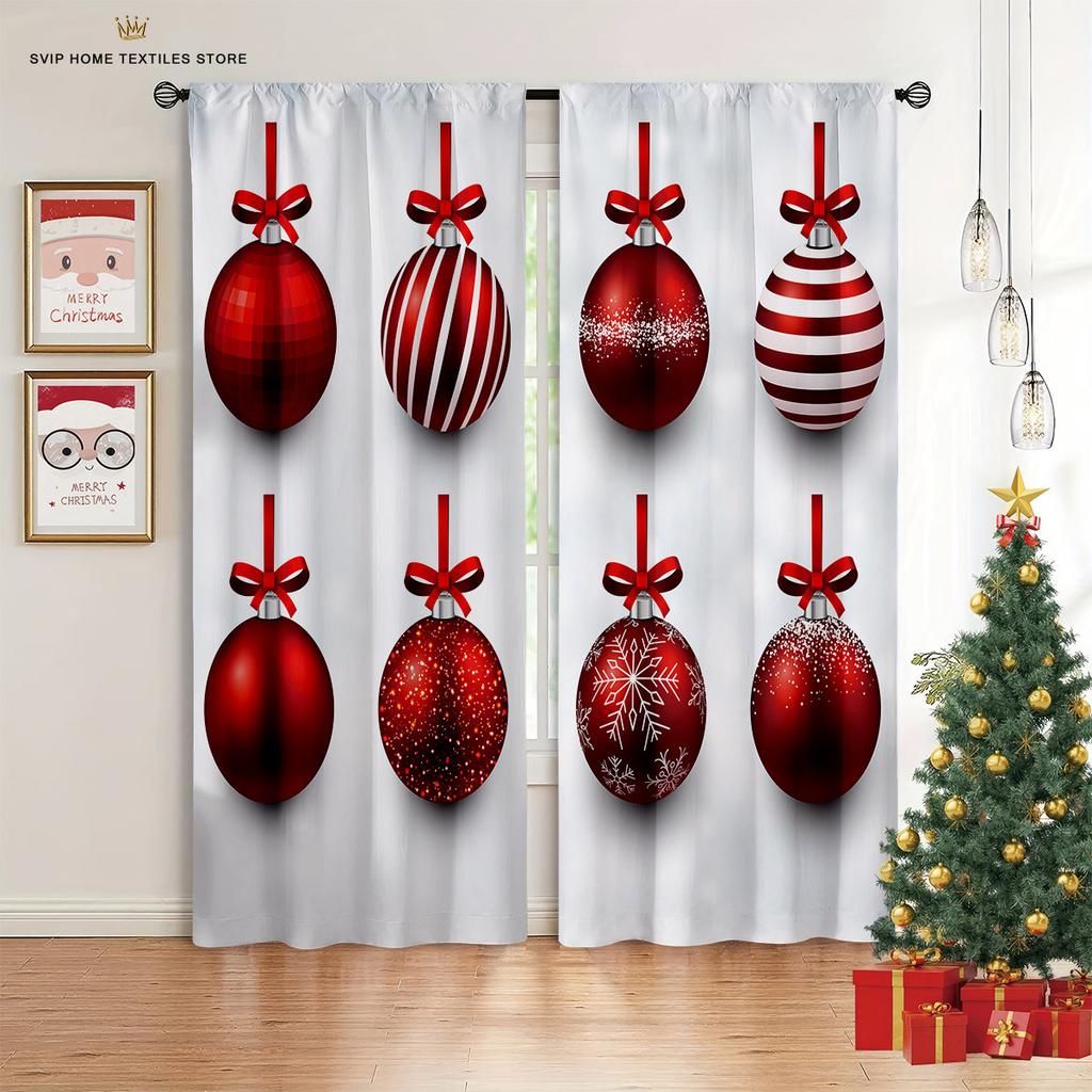 Christmas Tree Curtains for Home Decor, 2 Panel, Luxury, Living Room, Bedroom, Balcony, Kitchen Decor, Happy New Year