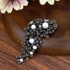 Vintage Women's Headscarf Brooch Grey Crystal Brooch Antique Gold Color Pearl Coffee Brooch Bridal Jewelry