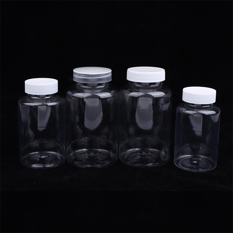 15-500Ml Transparent Plastic Bottle Wide Mouth Medicine Bottle With Screw Lid Seal Vials Liquid Reagent Container Food Grade