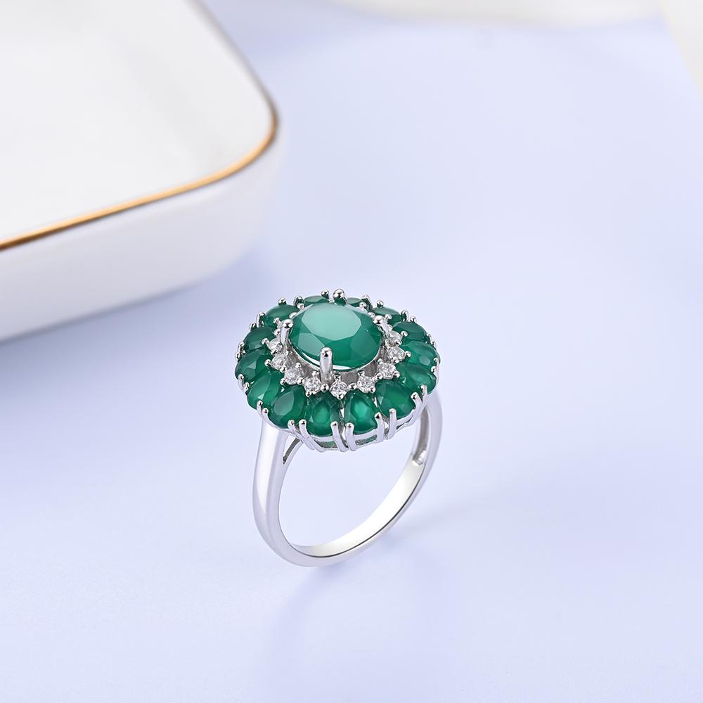 Модное потрясающее серебряное кольцо S925, натуральный зеленый агат, успокаивающий драгоценный камень, свет, роскошные украшения для женщин, помолвка, банкет, фестиваль, подарок
