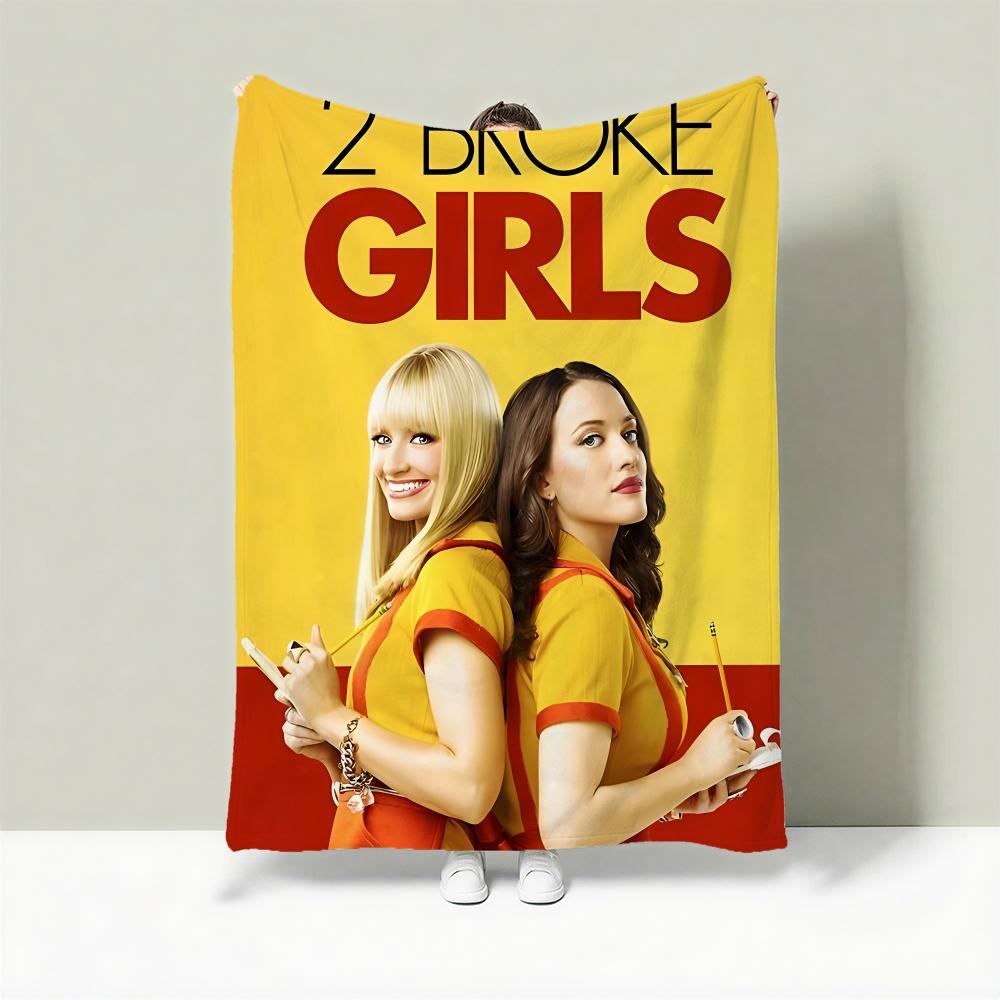 TV 2-2 Broke Girls Throw Lightweight 240g Flannel Blanket Soft Skin-friendly for Summer Cooling