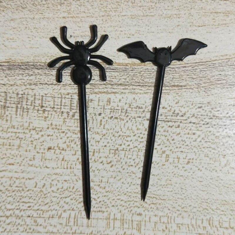 10 шт. Хэллоуин Пластиковые Фрукты Зубочистки Торт Вилка Паук Тыква Призрак Фруктовая Вилка Праздничные Принадлежности Для Вечеринок