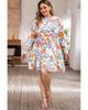 Azura Exchange Orange Paisley Floral Print Belted Plus Size Dress