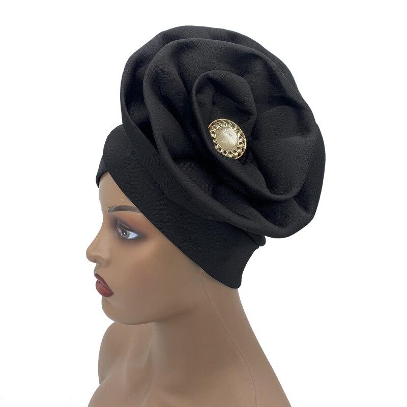 Fashion Women Big Flower Muslim Turban Bonnet Female Beanies Hat Party Headwear Cap