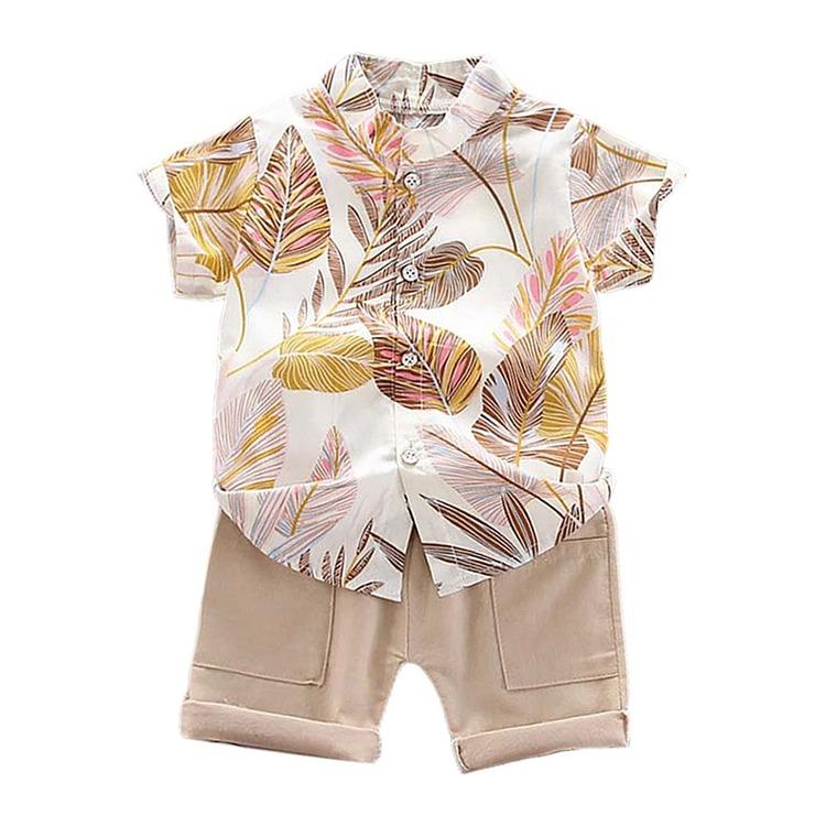 Летние каникулы, повседневные рубашки с короткими рукавами и шорты для маленьких мальчиков, детский комплект из 2 предметов с принтом