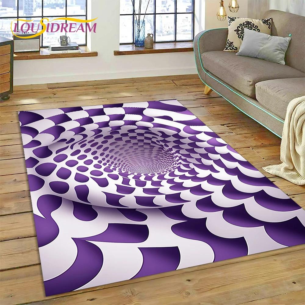 3D Vortex Visual Illusions Ковер Ковер для гостиной Спальня Домашний декор, Напольный коврик Нескользящее украшение для дивана Кухня Коврик