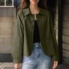 Женские осенние рубашки с воротником и длинным рукавом с карманом, тонкие куртки
