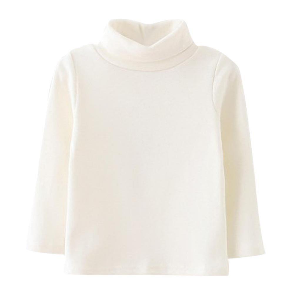 Детская хлопковая футболка с высоким воротником, однотонная, с длинным рукавом, базовый топ для детей, мальчиков и девочек, осенне-зимняя, нижнее белье