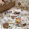 Cartoon Animal Embroidery Bedding Set For Adults Kids Cute Flat Fitted Sheet With Pillowcases Washed Cotton Colorful Full Size