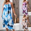 Spring and Summer Women's Printed Halter Large Size Women's Sleeveless Long V-Neck Dresses
