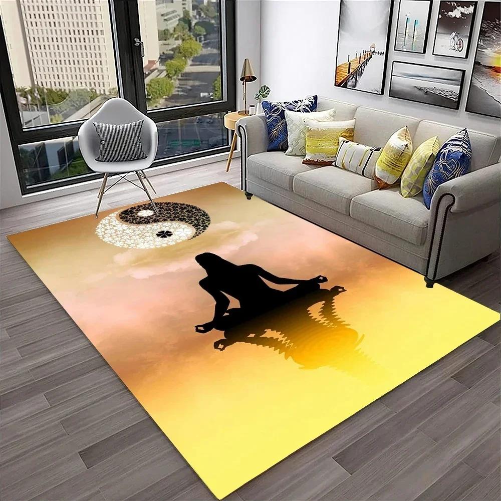 Naturalize Yoga Meditation Floor Mat with Rainbow 7 Chakra Design Soft Non-Slip Carpet for Living Room Stylish Rug for Bedroom