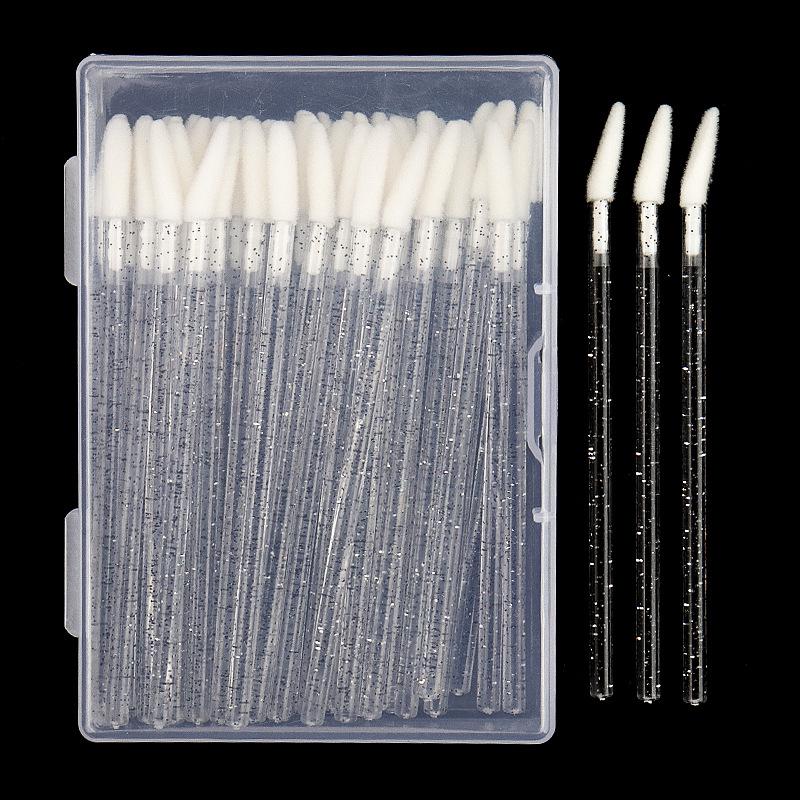 50 шт. Нейлоновая кисть для губ, инструменты для макияжа с хрустальной ручкой