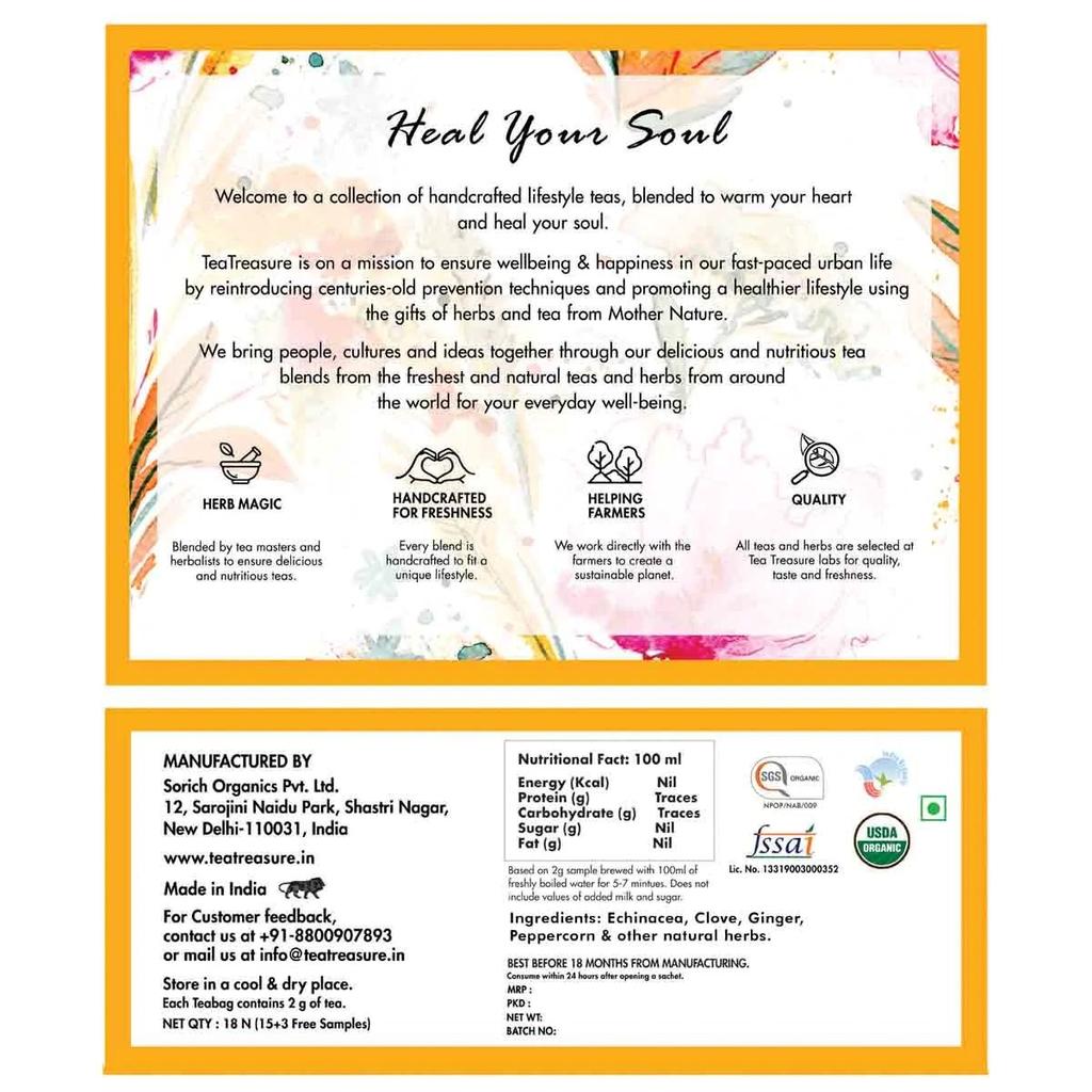 Herbal Tea for Calmness (18 Pack, 2 G), Calm Tea, Tea Treasure