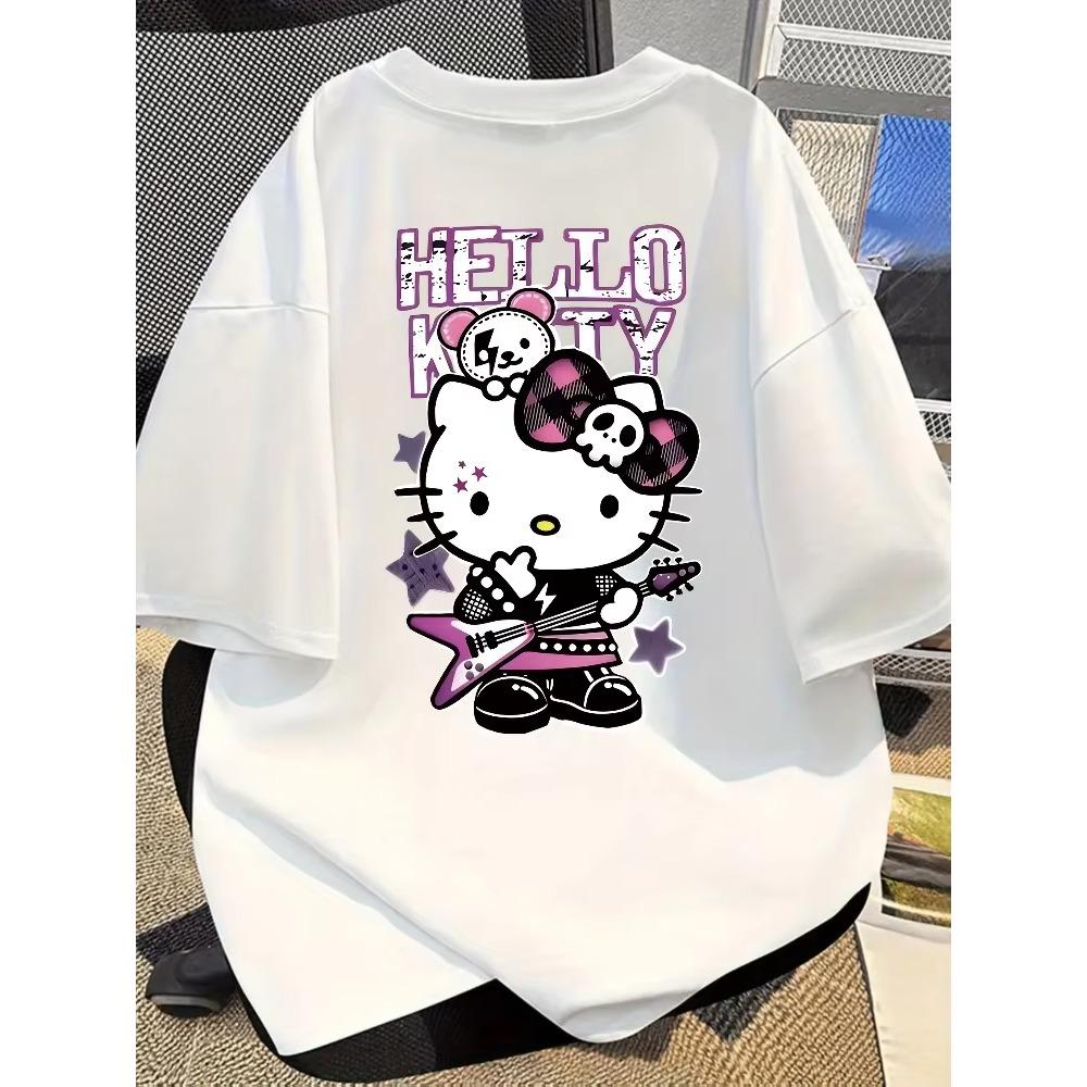 Fashionable Casual Womens Printed Pattern Pure Cotton Short Sleeve Comfortable Loose Oversized Womens TShirt
