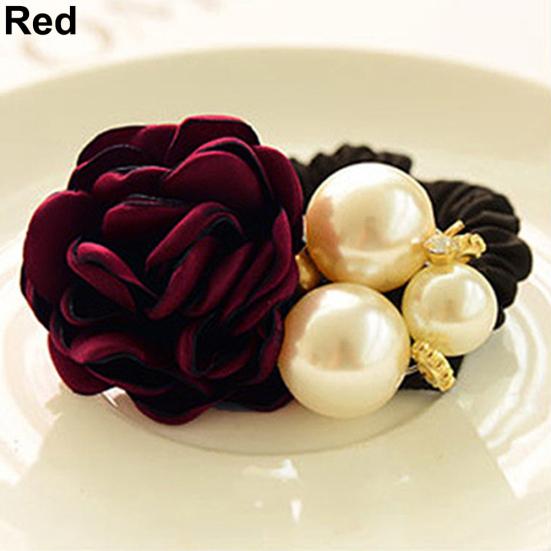 Леди Девушка Шикарный Сладкий Цветок Розы Повязка Для Волос Из Искусственного Жемчуга Держатель Для Хвоста Повязка Для Волос
