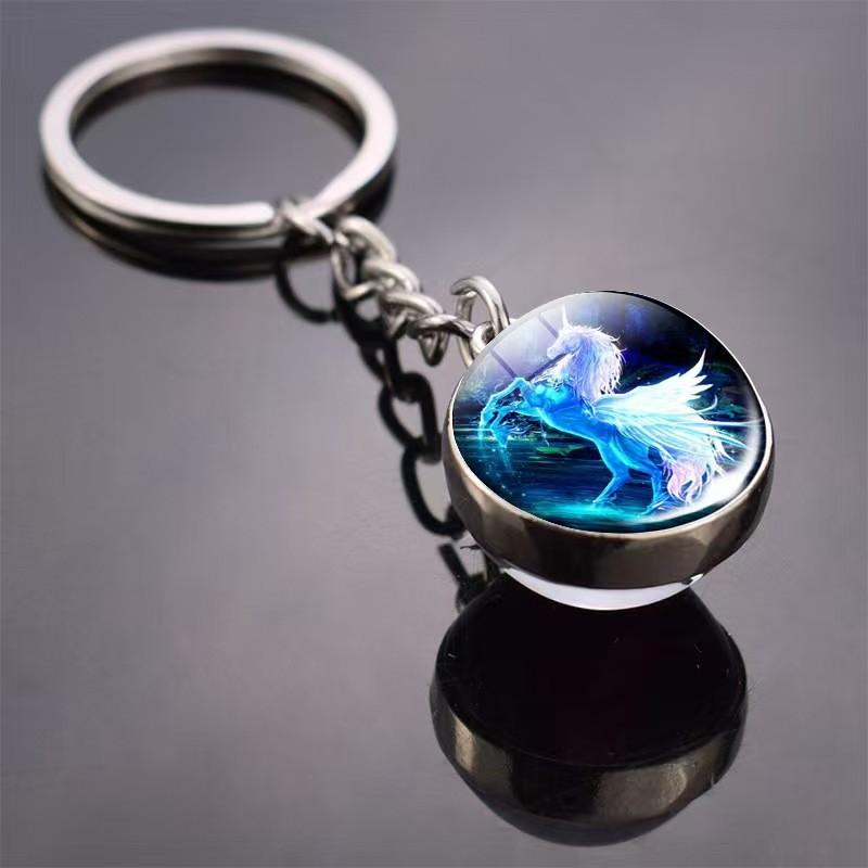 Украшения с узором единорога с круглым шармом из цинкового сплава и стекла для подарка и повседневной носки