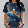 Маленький принц Звездное небо Женская футболка Повседневная Модная И Удобная Темно-синяя Короткий рукав