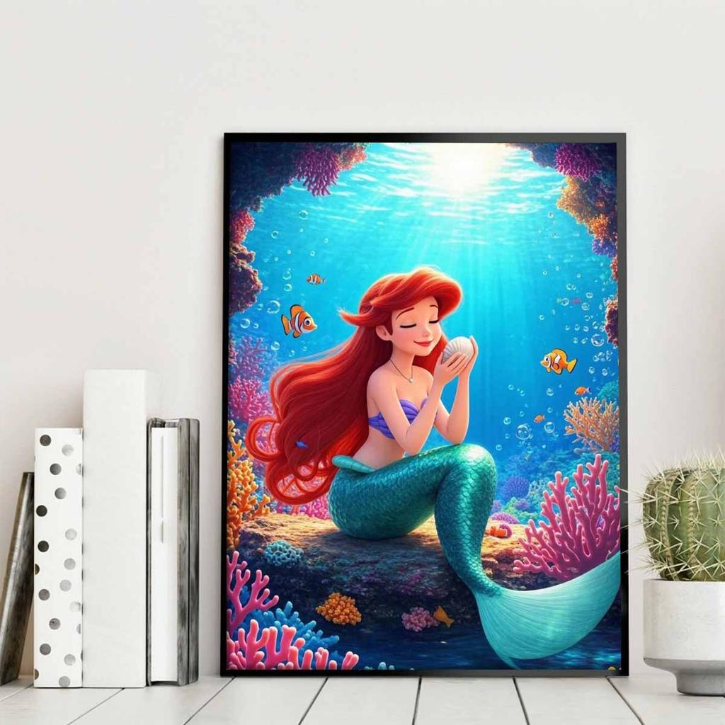 Full Round Diamond Painting The Mermaid On The Stone Art Rhinestone Picture Mosaic DIY 5D Cross Stitch Embroidery Home Decoration