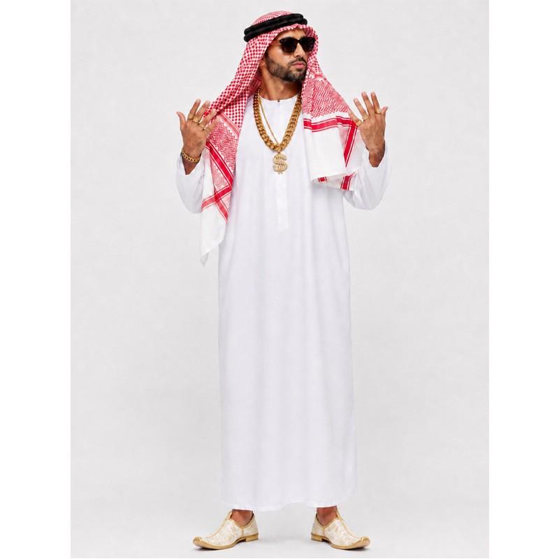 Mens White Long Robe Costume Halloween Cosplay Ethnic Style Role Play Outfit