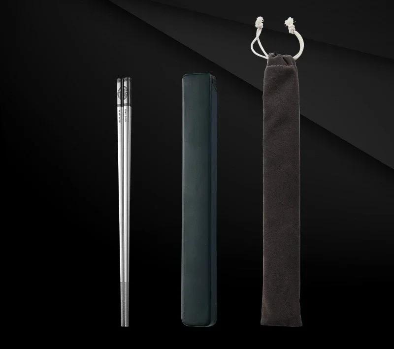 Палочки для еды из нержавеющей стали, металлические, бытовые, обеденные, столовые приборы, дорожные, стерилизуются при высокой температуре, нескользящие, с ящиком для хранения