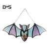Halloween Hanging Glass Suncatcher Decoration Acrylic 2D Bat Ornament Gothic Car Rearview Mirror Decor for Home Window Wall Car