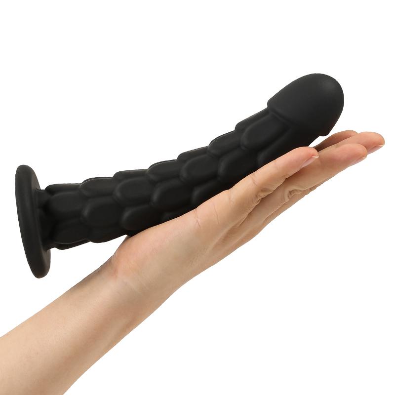 Fish Scale Anal Plug Three-Piece Suction Cup Silicone Anal Plug Extended Anal Strip Anal Vibrator Black Adult Sex Toy