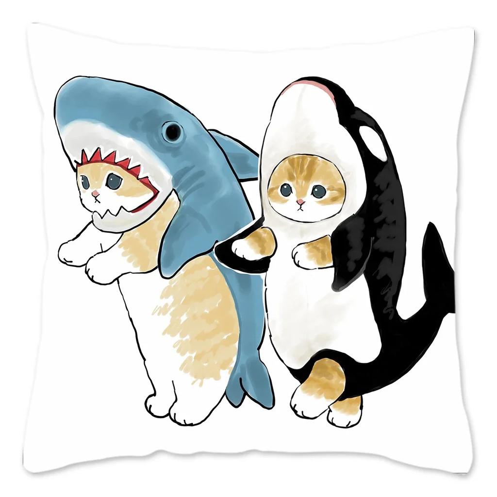 Забавная наволочка CatShark, украшение для дома, полиэстеровая наволочка для дивана, кавайная наволочка для подушки, fundas cojines X