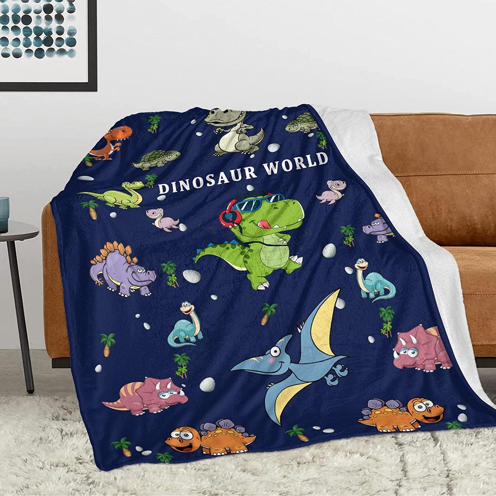 Одеяло с динозавром для мальчиков, детское мягкое плюшевое одеяло с рисунком Дино для малышей, дорожные одеяла с милым принтом для девочек, диван-кровать