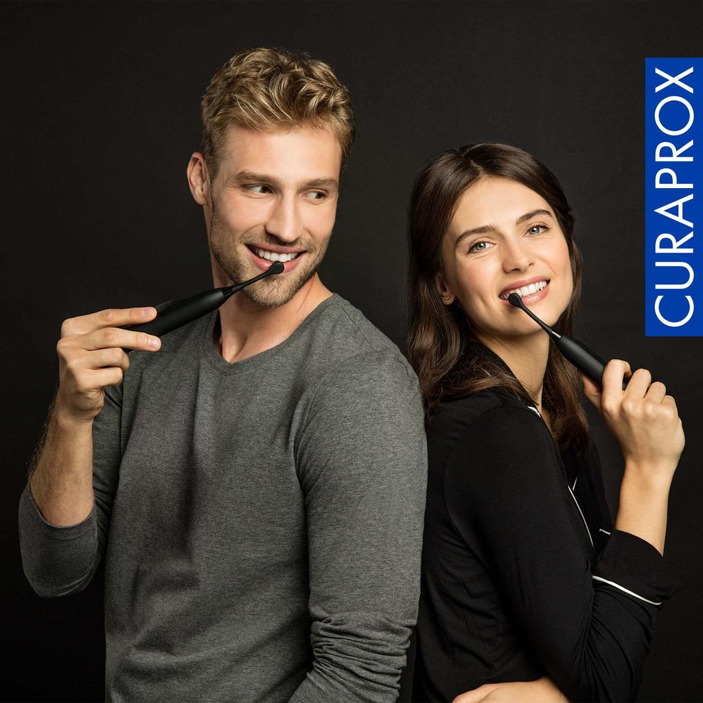 Электрическая зубная щетка Curaprox Sonic Black is White, набор из 2 сменных щеток