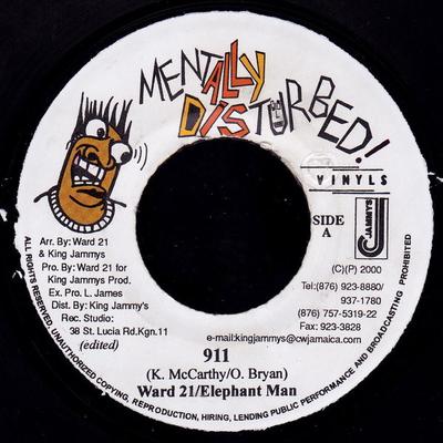 7-дюймовая пластинка WARD 21 / ELEPHANT MAN - 911 NONE Mentally Distur 2000 Ямайка Регги, Ска и Даб Б/у