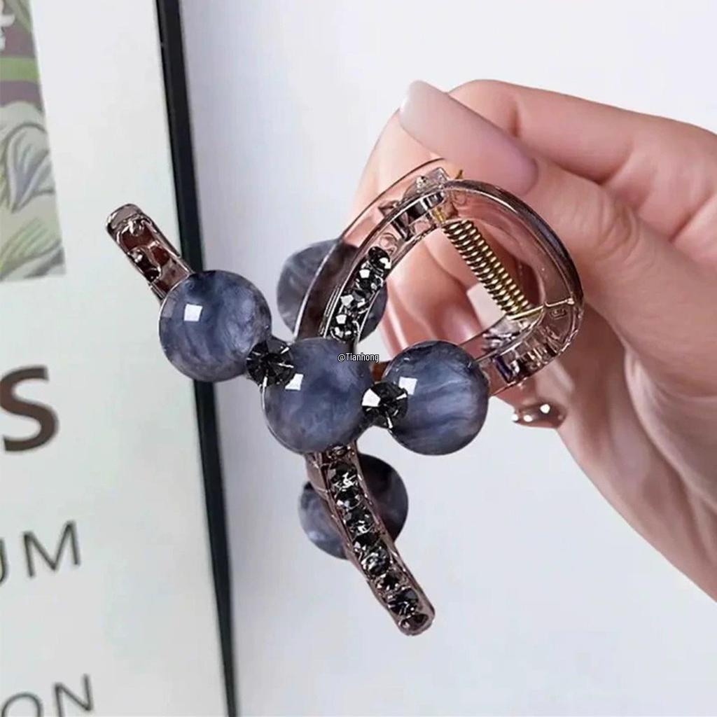 Трендовая заколка-краб среднего размера со стразами 2025 для женщин - Стиль легкой роскоши, Идеально подходит для волос небольшого объема